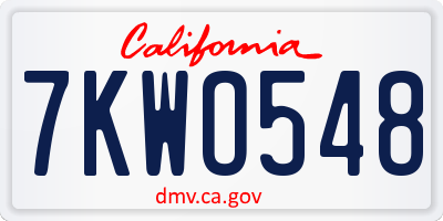 CA license plate 7KWO548
