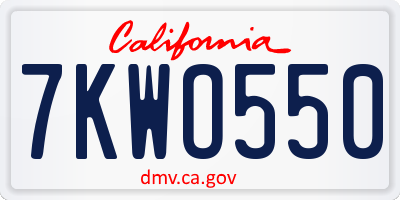 CA license plate 7KWO550