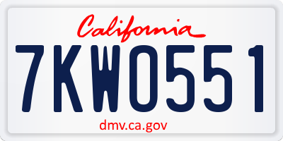 CA license plate 7KWO551