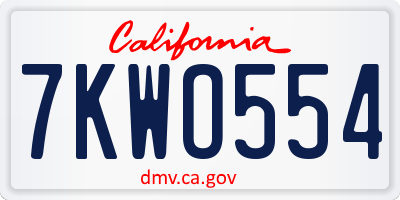 CA license plate 7KWO554