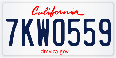 CA license plate 7KWO559