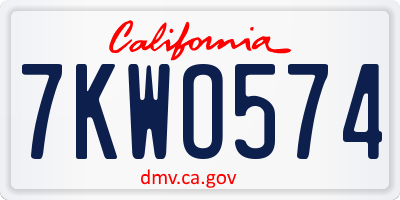 CA license plate 7KWO574
