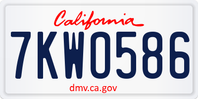 CA license plate 7KWO586