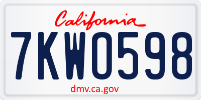 CA license plate 7KWO598