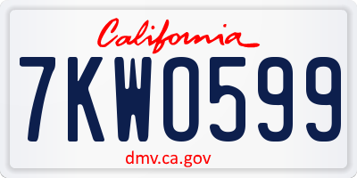CA license plate 7KWO599