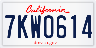 CA license plate 7KWO614