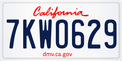 CA license plate 7KWO629