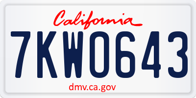 CA license plate 7KWO643