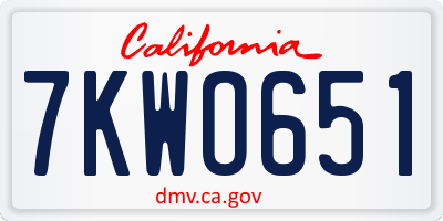 CA license plate 7KWO651