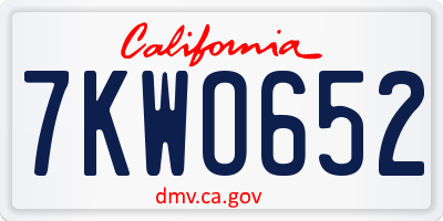 CA license plate 7KWO652
