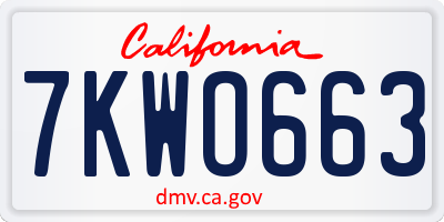 CA license plate 7KWO663