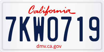 CA license plate 7KWO719