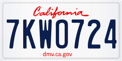 CA license plate 7KWO724