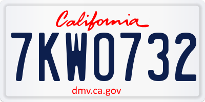 CA license plate 7KWO732