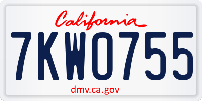 CA license plate 7KWO755