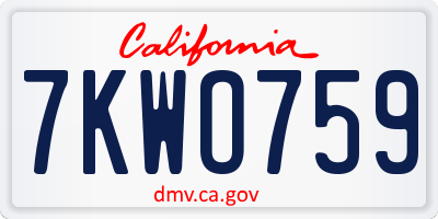 CA license plate 7KWO759