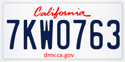 CA license plate 7KWO763