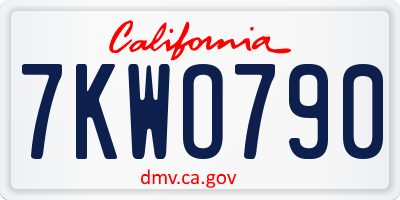 CA license plate 7KWO790