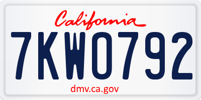CA license plate 7KWO792