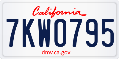 CA license plate 7KWO795