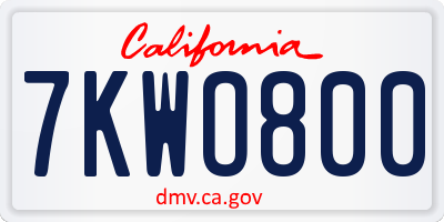 CA license plate 7KWO800