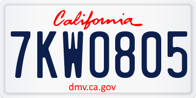 CA license plate 7KWO805