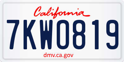 CA license plate 7KWO819