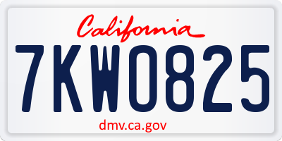 CA license plate 7KWO825