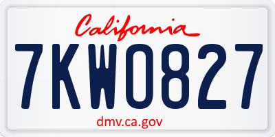 CA license plate 7KWO827