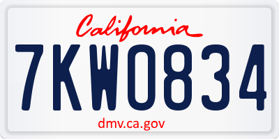 CA license plate 7KWO834