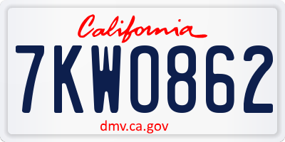 CA license plate 7KWO862