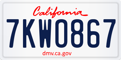 CA license plate 7KWO867
