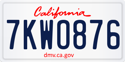 CA license plate 7KWO876