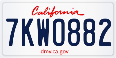 CA license plate 7KWO882