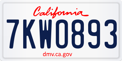 CA license plate 7KWO893