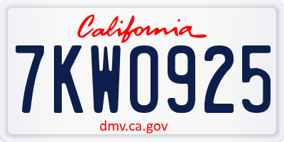 CA license plate 7KWO925