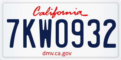 CA license plate 7KWO932