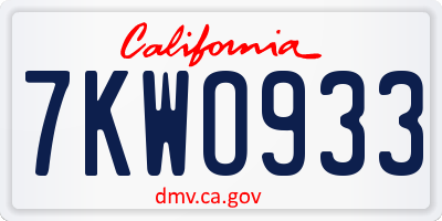 CA license plate 7KWO933