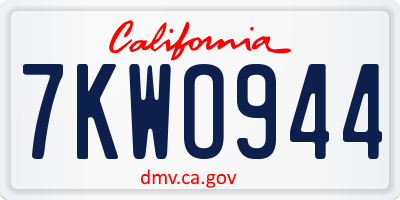 CA license plate 7KWO944