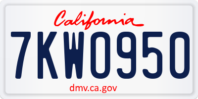 CA license plate 7KWO950