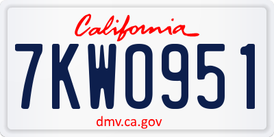 CA license plate 7KWO951