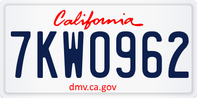 CA license plate 7KWO962