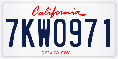 CA license plate 7KWO971