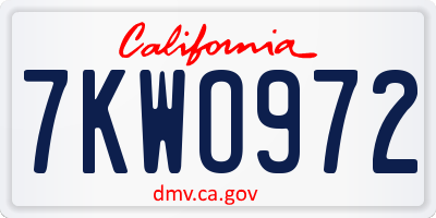 CA license plate 7KWO972