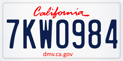 CA license plate 7KWO984