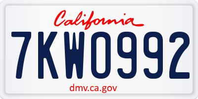 CA license plate 7KWO992
