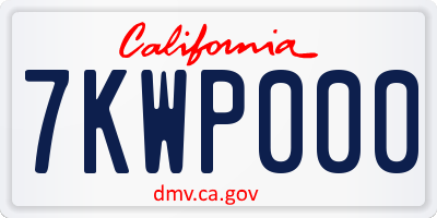 CA license plate 7KWP000