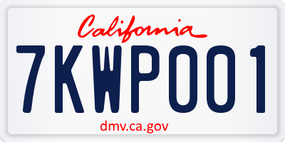 CA license plate 7KWP001