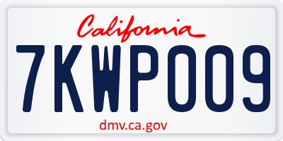 CA license plate 7KWP009
