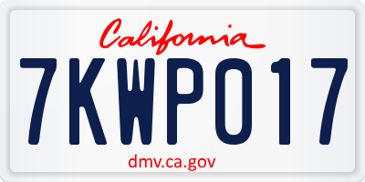 CA license plate 7KWP017